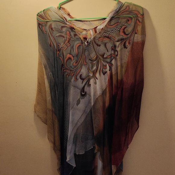 Viscose like crepe silk kaftan/tunic size med . - Picture 7 of 10